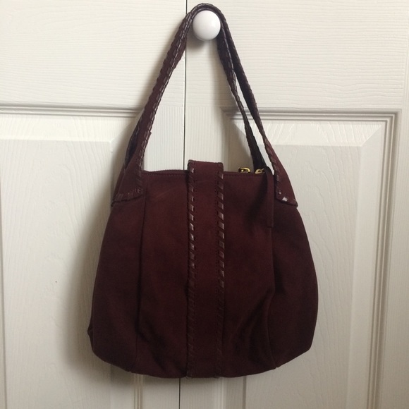 Pollini Wine Suede Hobo Handbag - Picture 3 of 8